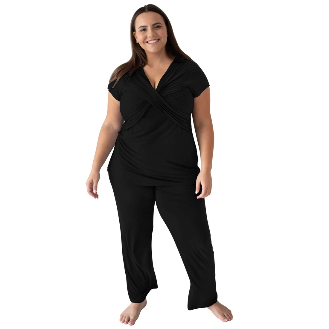 Davy Ultra Soft Maternity & Nursing Pajamas Sleepwear Set (Black